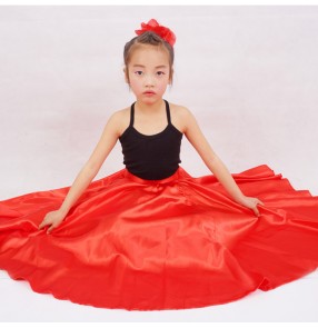 Neon green black blue red light pink hot pink fuchsia girls kids children stage performance school play ballroom flamenco dance skirts 